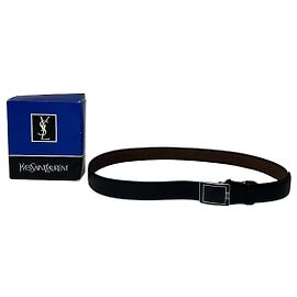 Vintage Yves Saint Laurent Snake Emblossed Leather Belt Black Black