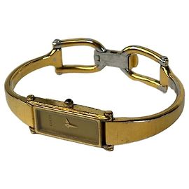 Vintage Gucci vergoldete Quarz-Uhr mit Pferdebit Golden