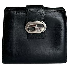 Vintage Gucci Leather Wallet Black Black