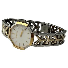 Relógio de quartzo bicolor vintage Yves Saint Laurent Prata Ouro Dourado
