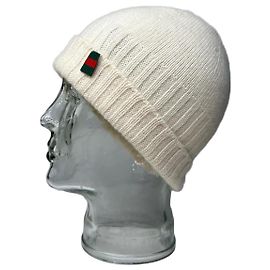 Bonnet en cachemire vintage Gucci M Crème Blanc