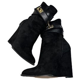 Vintage Givenchy Heeled Suede Leather Boots Black EU36 Black