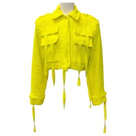 Giacca in tweed con nastro giallo neon MSGM Giallo