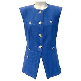Chaleco Tamara de algodón tweed Veronica Beard Azul