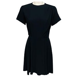 Vestido mini preto de crepe e cetim com mangas curtas Proenza Schouler Preto
