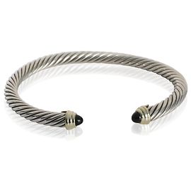 Bracciale classico in cavo in oro giallo e argento sterling con onice di David Yurman Altro