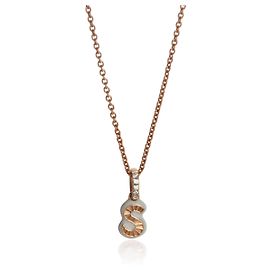 Autre Marque Mini Initial S Anhänger aus Weißem Emaille und Diamanten in Roségold Andere