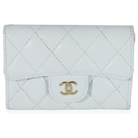 Chanel Hellblau gesteppte Kaviar Klappkartenhalter Handtasche Blau