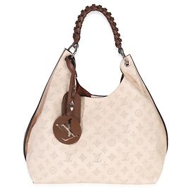 Louis Vuitton Creme Monogram Mahina Carmel Hobo Beige Other