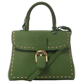Bolsa de couro Delvaux Brillant MM 2Way em verde Bege