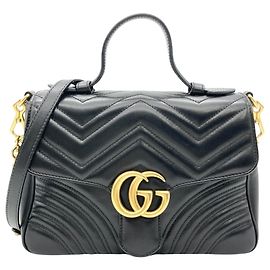 Gucci GG Marmont schwarze Lederhandtasche Schwarz