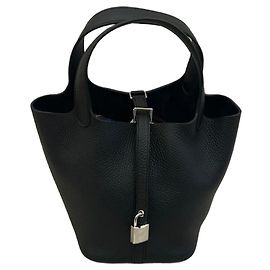 Hermès Picotin Lock 18 en cuir noir palladium Noir
