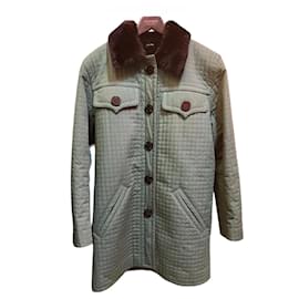 Manteau en fourrure vert et noir Yves Saint Laurent Autre