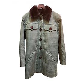 Grün und schwarzer Pelzmantel von Yves Saint Laurent Andere