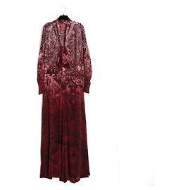 Autre Marque F.R.S. For Restless Sleepers Combination FR38 Silk Twill Maxi Jumpsuit UK10 US8 Dark red