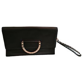 Valentino Garavani Rockstud Black Leather Clutch Black