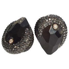 Swarovski Arty Double Ring Jet Black Crystal and Hematite Black