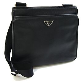 Sac à main en cuir noir Prada Noir