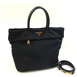 Prada BN2531 Handbag Black Nylon and Leather Black