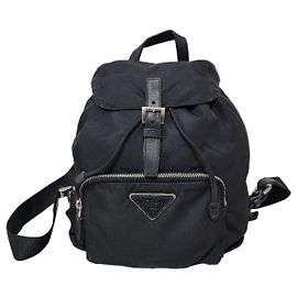 PRADA Vintage Tessuto Nylon Vela Rucksack Schwarz Schwarz