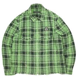 Autre Marque Camicia a zip a quadri roarguns in cotone e poliestere Verde
