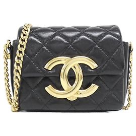 Chanel Kette Clutch aus Lammleder Schwarz