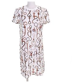 Hermès Panoply du Cuir Kleid Braun Weiß