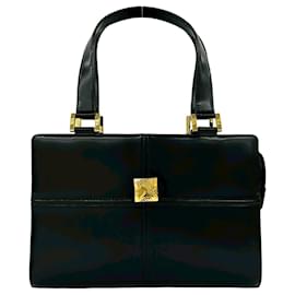 Sac à main vintage en cuir noir Yves Saint Laurent Noir