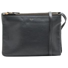 Céline Black Trio leather pouch bag Black