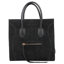 Céline Tote Phantom en daim noir Noir