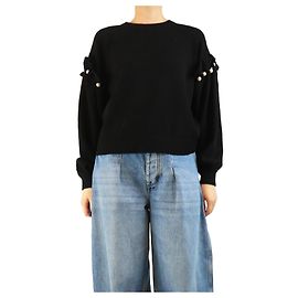 Autre Marque Schwarzer Yuki-Pullover mit Perlen-Schulter - Größe S Schwarz