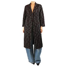 Missoni Black zig-zag midi coat - size UK 10 Black