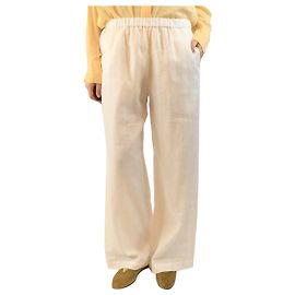 Aspesi Weiße elastische Leinenhose - Größe UK 14 Weiß