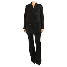 Joseph Black jersey double-breasted blazer and trousers set - size UK 8 Black