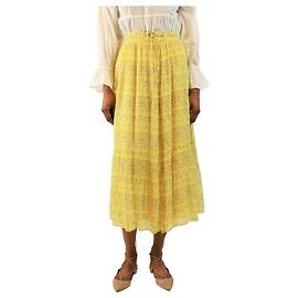 Vanessa Bruno Jupe midi à boutons florale jaune et paisley - taille UK 8 Jaune