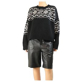 Autre Marque Schwarz-weißer Fair Isle-Pullover - Größe M Schwarz