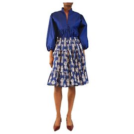 Autre Marque Blue cotton poplin top & skirt set - size XS Blue