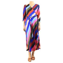 Diane Von Furstenberg Robe portefeuille à chevrons multicolores - taille UK 16 Multicolore