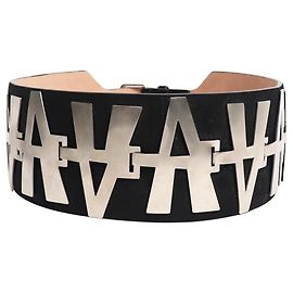 Alaïa Cinto largo de metal e couro com motivo preto Preto