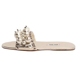 Miu Miu Goldene Perlen-Slides - Größe EU 37.5 (UK 4.5) Golden