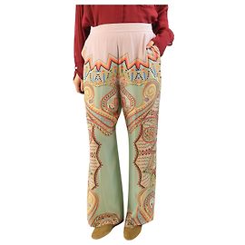Etro Calças largas de seda com estampa paisley roxa - UK 14 Roxo