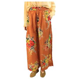 Zimmermann Orangenfarbene Seidenhose mit Blumenmuster - Größe UK 14 Orange