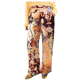 Etro Calças de seda floral - UK 14 Multicor