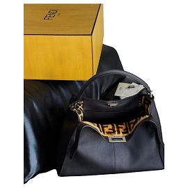 Bolsa Fendi Peekaboo X Lite Couro Marrom Escuro e Pele Castanho escuro