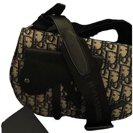 Dior Saddle Pouch Oblique Jacquard Black Beige