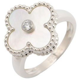 Anillo Vintage Alhambra de madreperla de Van Cleef & Arpels Plata Blanco Otro