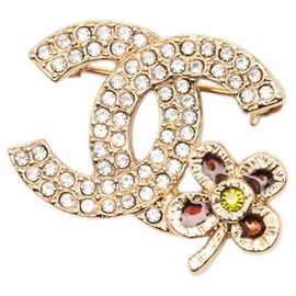 Chanel Coco Kleeblatt Brosche Golden