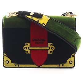 Prada Cahier Fabric Shoulder Bag Black Multiple colors