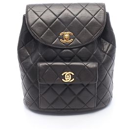 Chanel Matelassé Black Lambskin Backpack Black