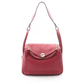 Borsa a Spalla Hermès Lindy 26 Verso Rosso Arancione Bordò
